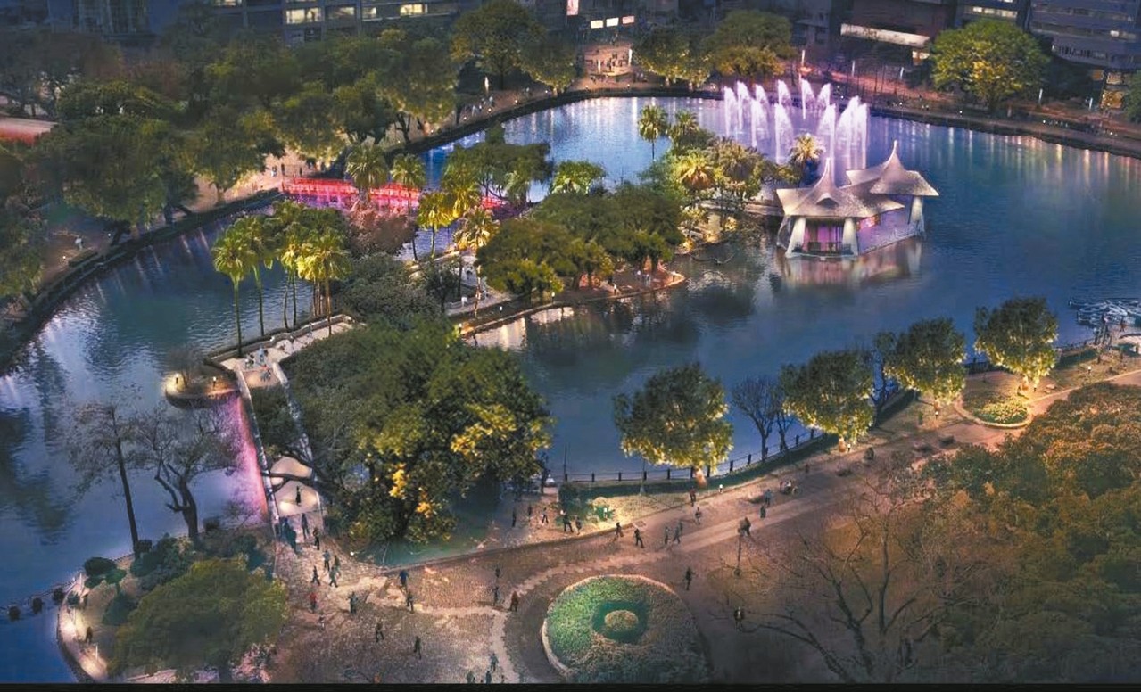 台中市打造城市光廊，要在台中公園等7處營造光環境，點亮夜間的公園、綠地。 圖／台中市建設局提供