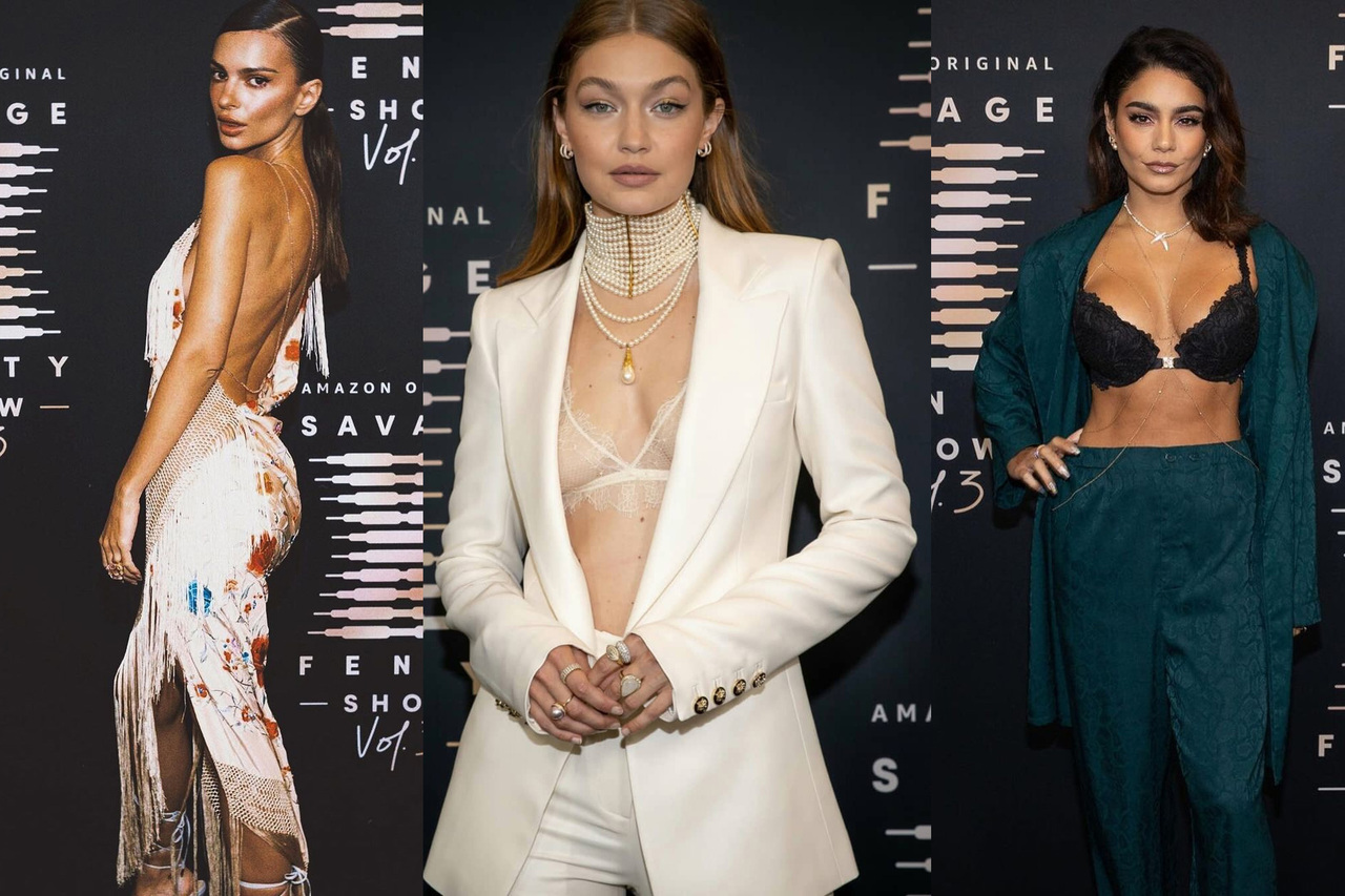 火辣破表！超模Gigi Hadid、凡妮莎哈金斯辣秀美胸曲線力挺蕾哈娜內衣大