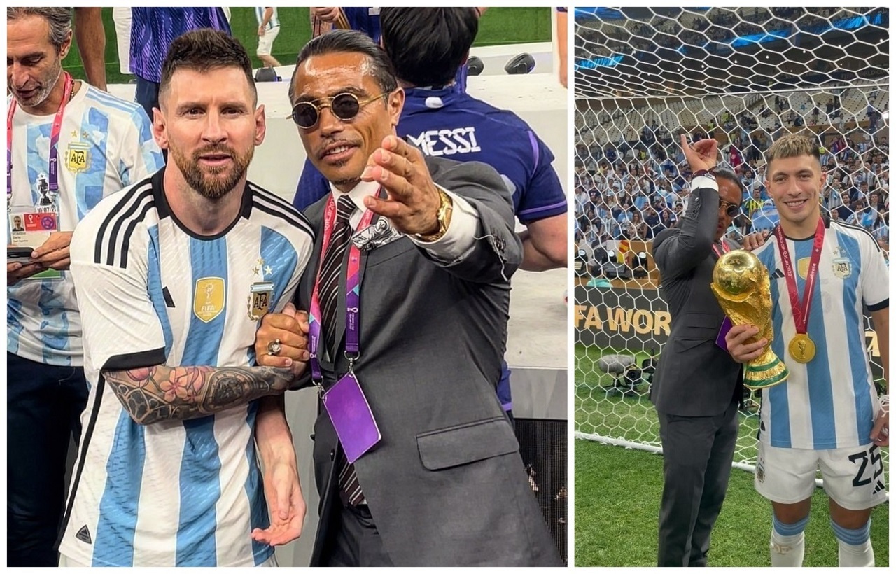 世足賽／「灑鹽哥」亂入球場強拉梅西合照 FIFA發聲明要查