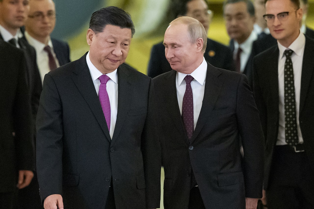 中国大陆国家主席习近平与俄罗斯总统普亭。资料照片。美联社