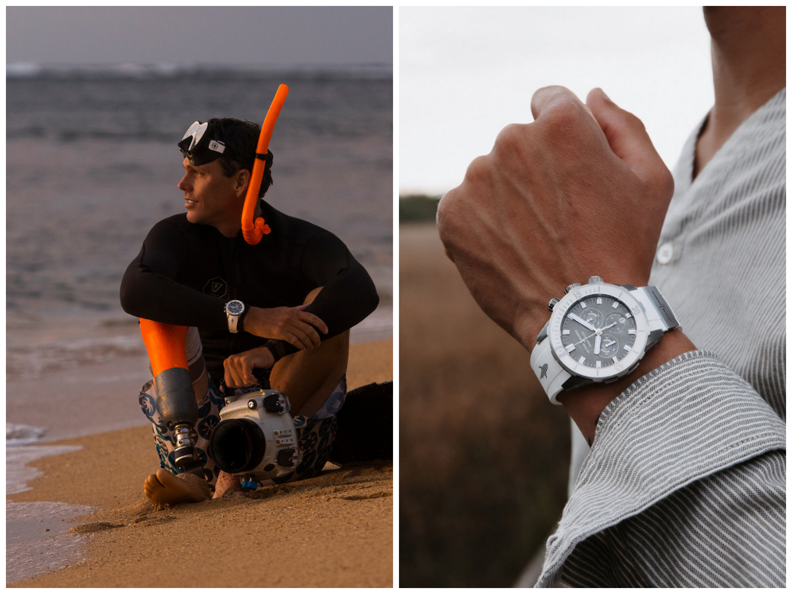 Mike Coots在去年时成为Ulysse Nardin的品牌好友，手上并配戴了Diver系列的300米潜水计时码表Great White限量版（型号：Ref. 1503-170LE-1A-GW⁣），表款的橡胶表带并有鲨鱼图案，全球限量300只。图／翻摄自 IG @ Ulysse Nardin（合成图）