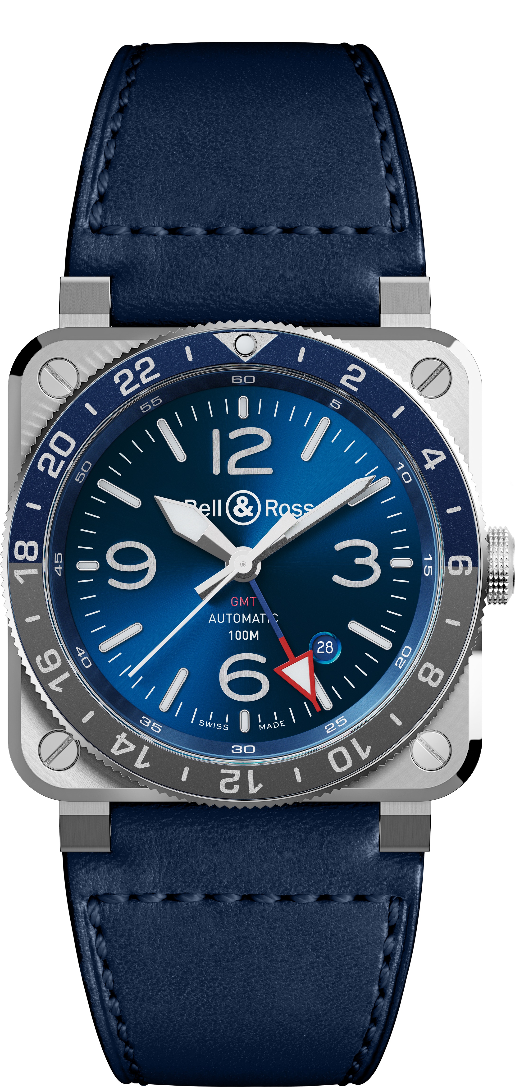 BR 03-93 GMT Blue腕錶，13萬9,000元。圖／Bell & Ross提供