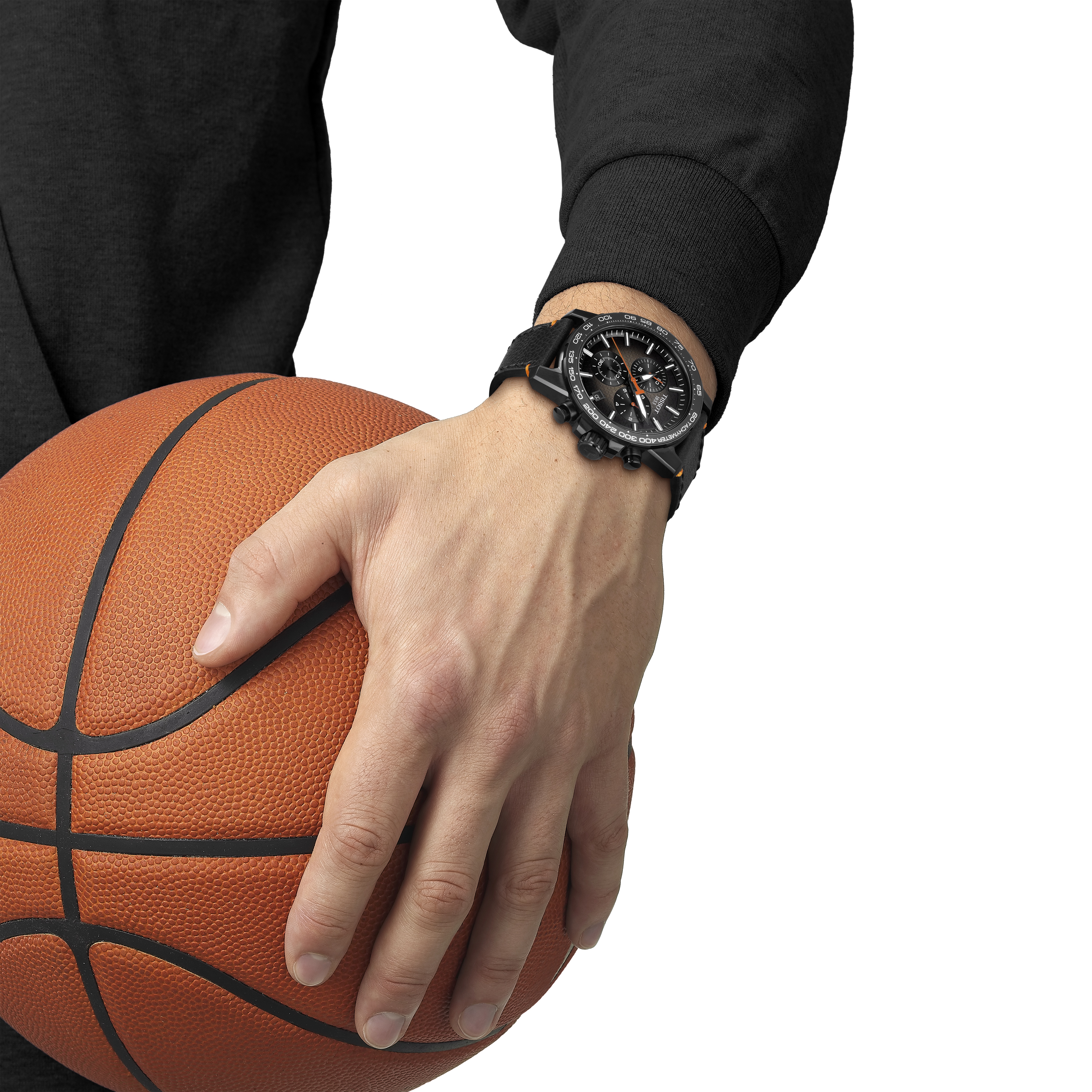 TISSOT天梭錶Supersport系列石英Chrono Basketball計時碼錶，黑色PVD精鋼錶殼，約14,300元