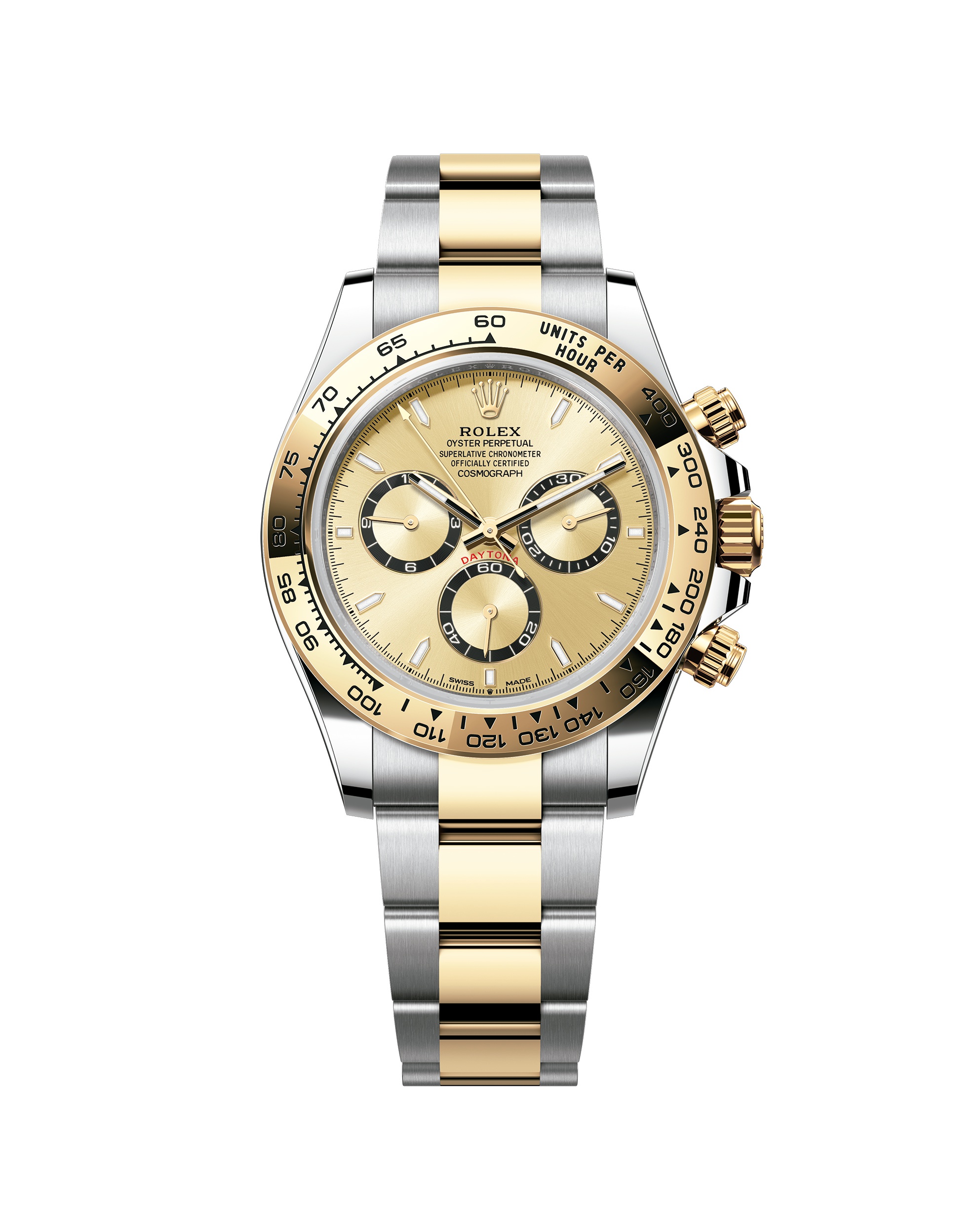 金色面盤、金色錶圈的Cosmograph Daytona腕錶，型號：m126503-0004。