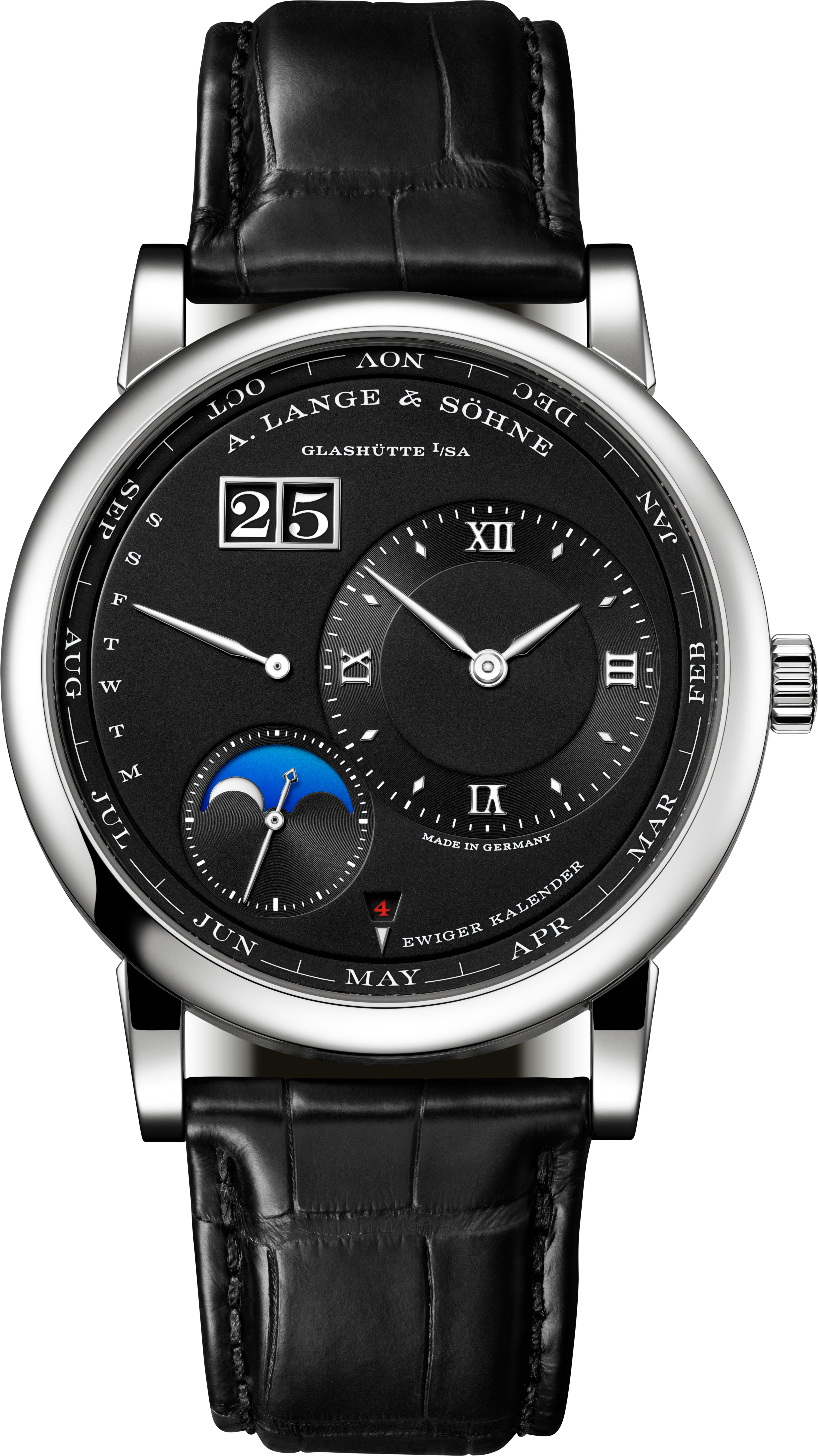 A.Lange & Söhne，Lange 1 Pertpetual Calendar腕錶，950鉑金、自動上鍊機芯、時間顯示、萬年曆與月相顯示