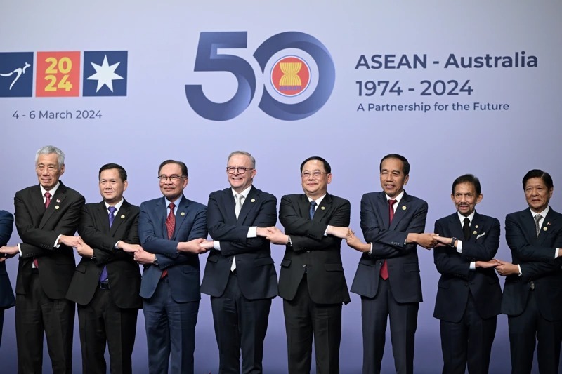 澳洲与东协国家领袖在特别峰会场边大合照。欧新社