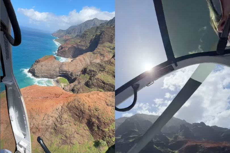 夏威夷一架直升机在空中突然熄火，幸好飞行员冷静应对，成功迫降在沙滩，救回机上4人性命。图／翻摄自Air Rescue Systems Instagram