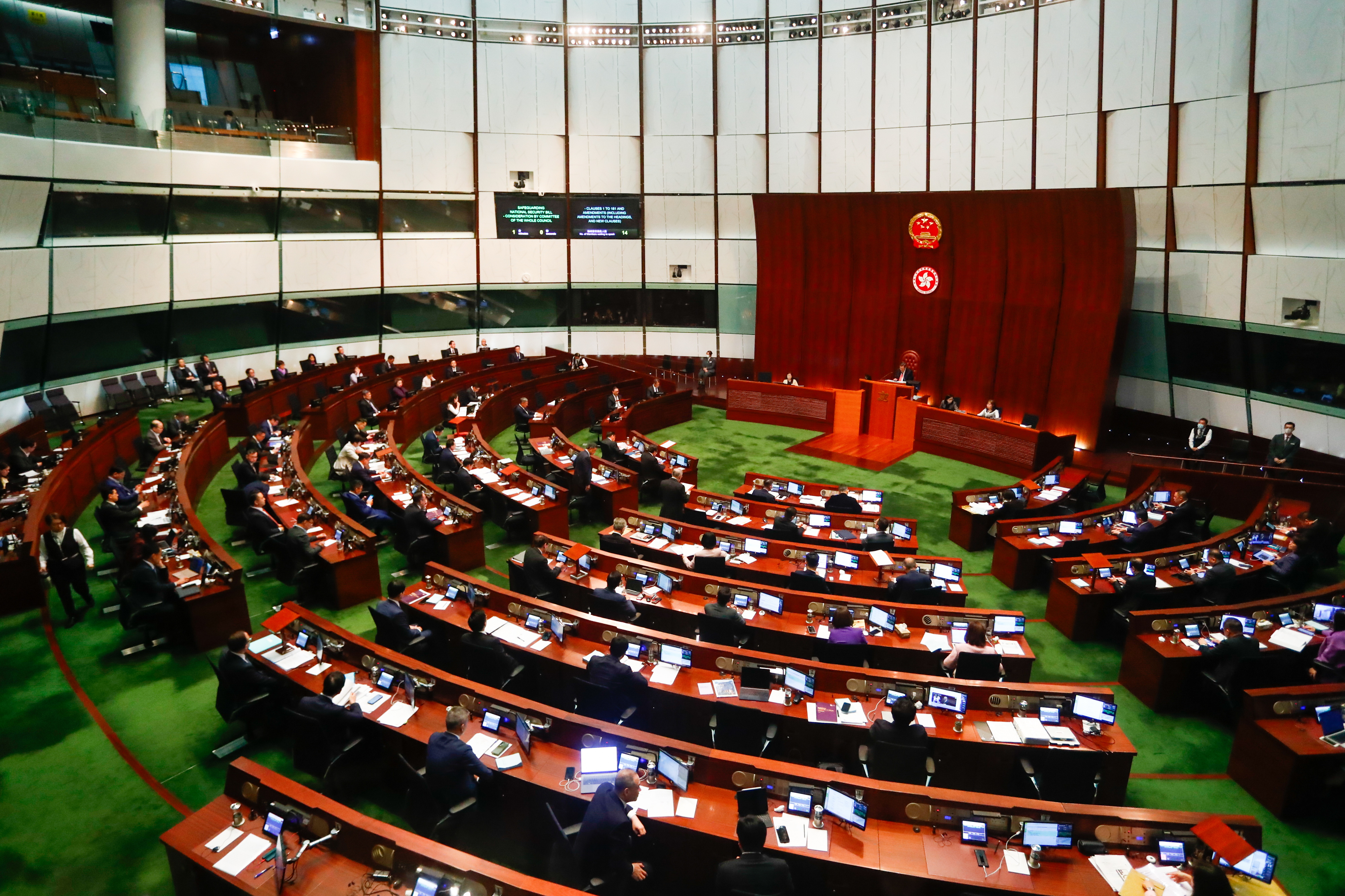 香港立法会19日三读通过基本法23条立法「维护国家安全条例」。（欧新社）
