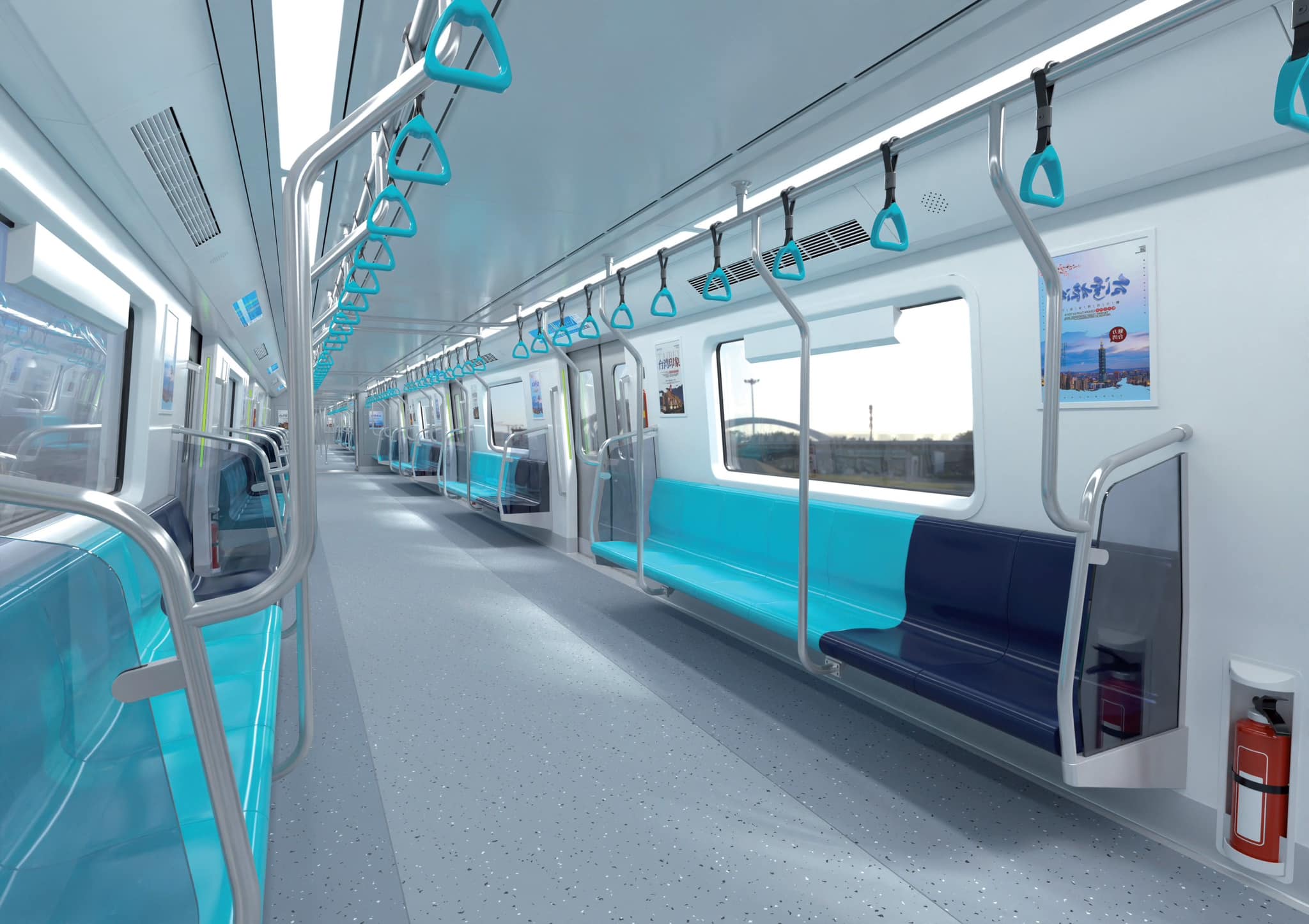 南韩现代乐铁公司制造的捷运电联车，依照旅客对于空间、动线及安全性的需求，进行车厢内部设计，具有多项特色。台北捷运公司提供
