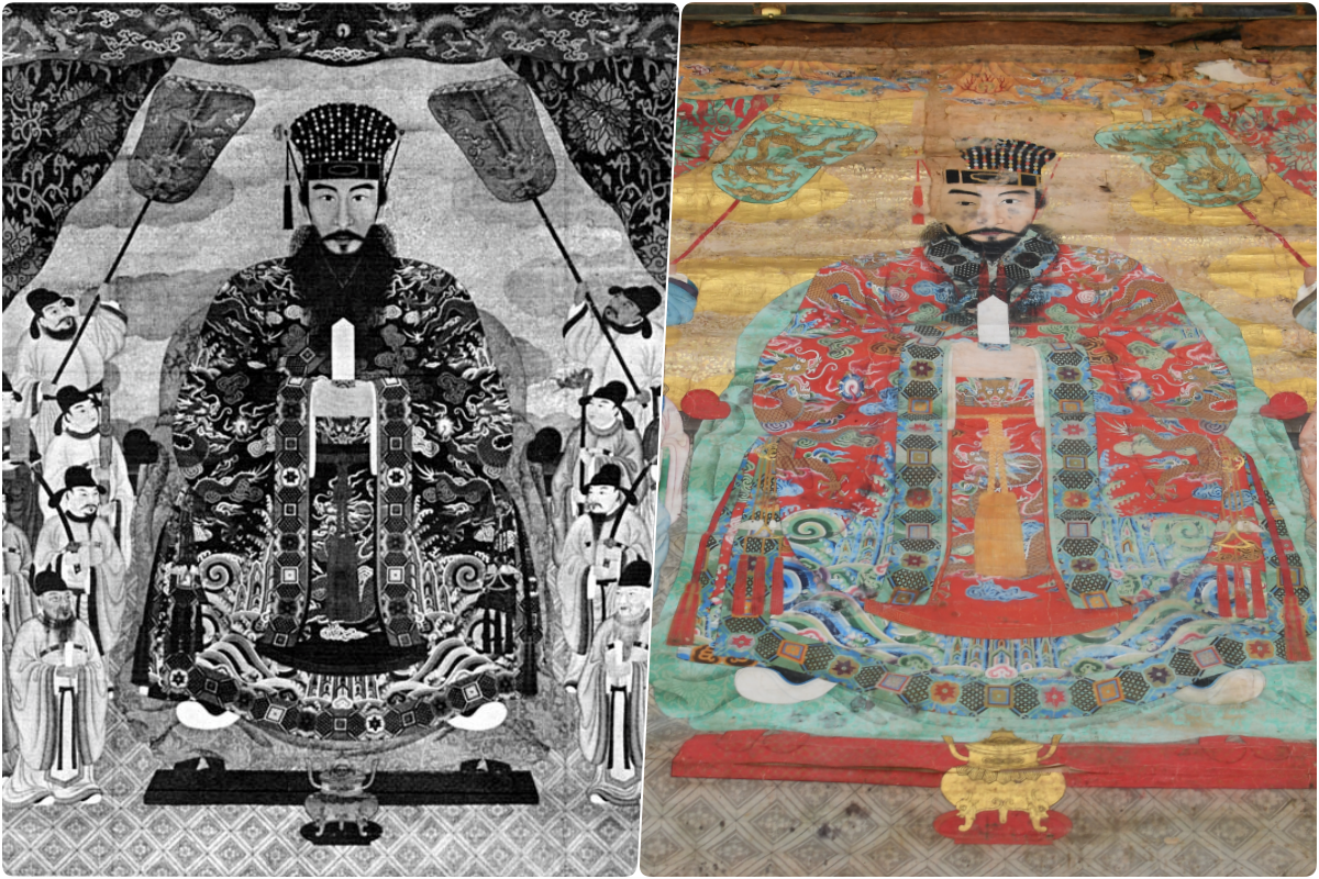 美国将民间发现的琉球王国文物归还给冲绳，包含第二尚氏王朝第18代国王尚育王的画像「御后绘」，此前人们只能凭借早期的黑白照片揣想御后绘的色彩。 图／维基共享、FBI官网