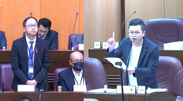 议员凌涛要求市府率先检验米酵酸菌。图／桃园市议会即时画面