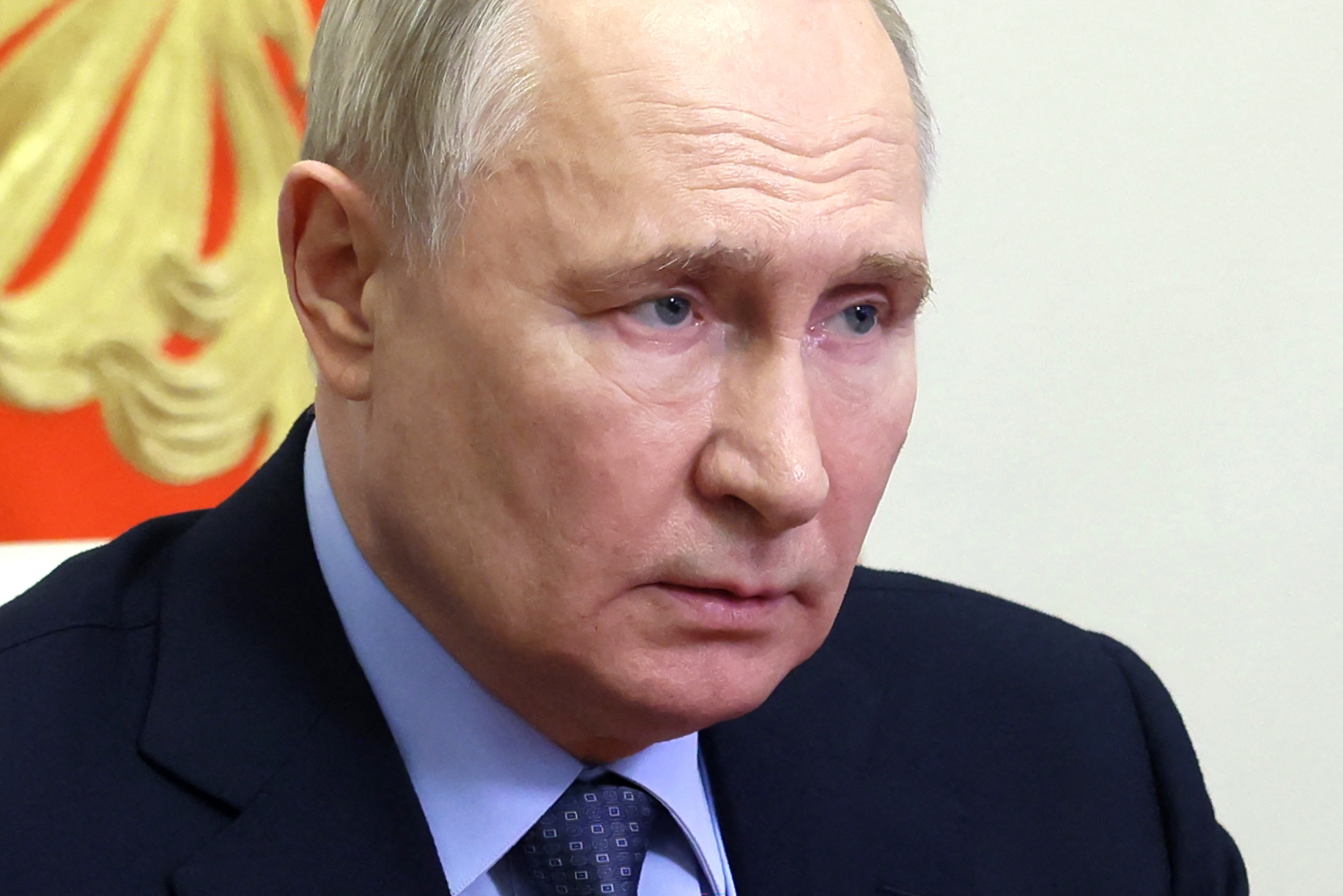 俄罗斯总统普亭29日主持视讯国安会议。法新社