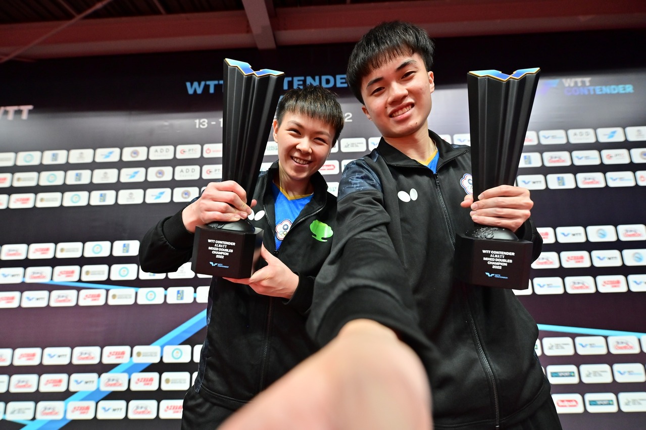 林昀儒与陈思羽（左）已获巴黎奥运混双门票。图／取自WTT官网