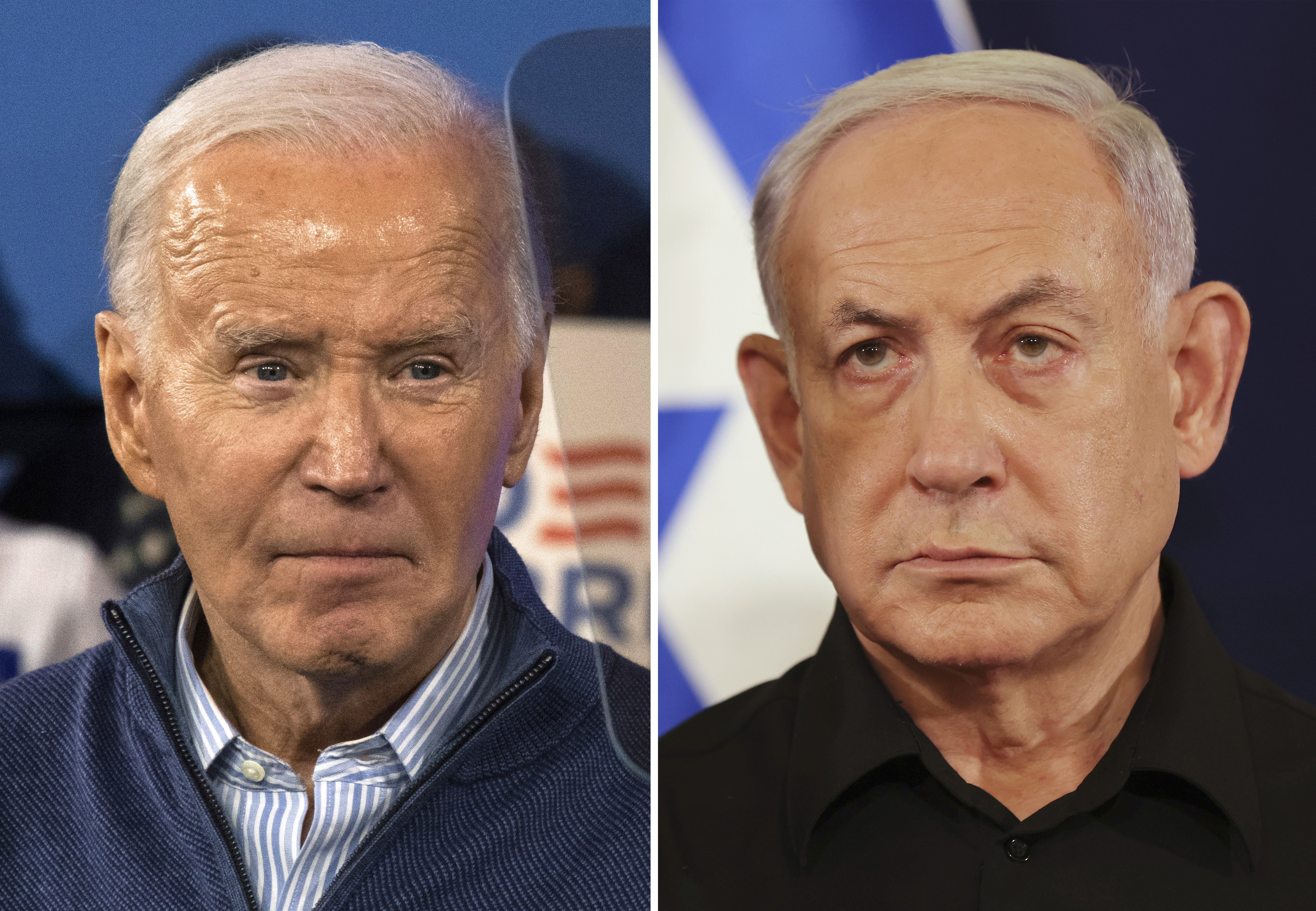 美国总统拜登(图左)4日与以色列总理内唐亚胡(图右)通电话。美联社