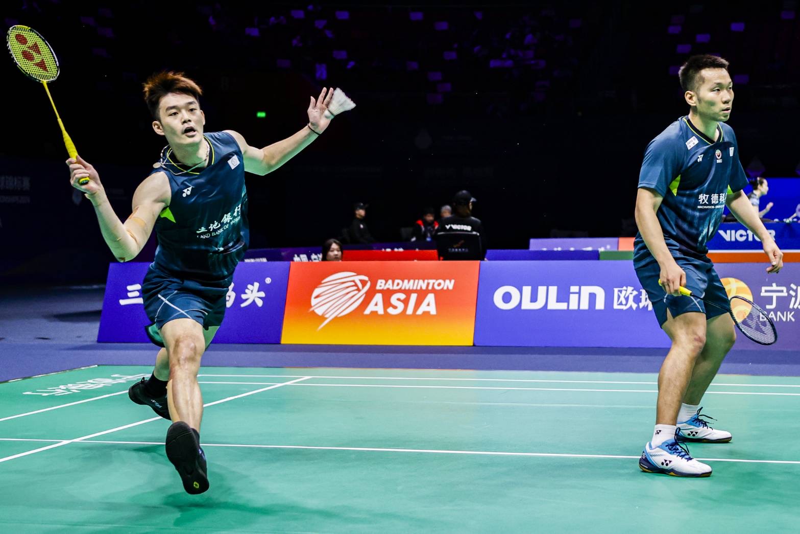 王齐麟（左）和李洋亚锦赛首晋级8强。图／Badminton Photo提供（资料照）
