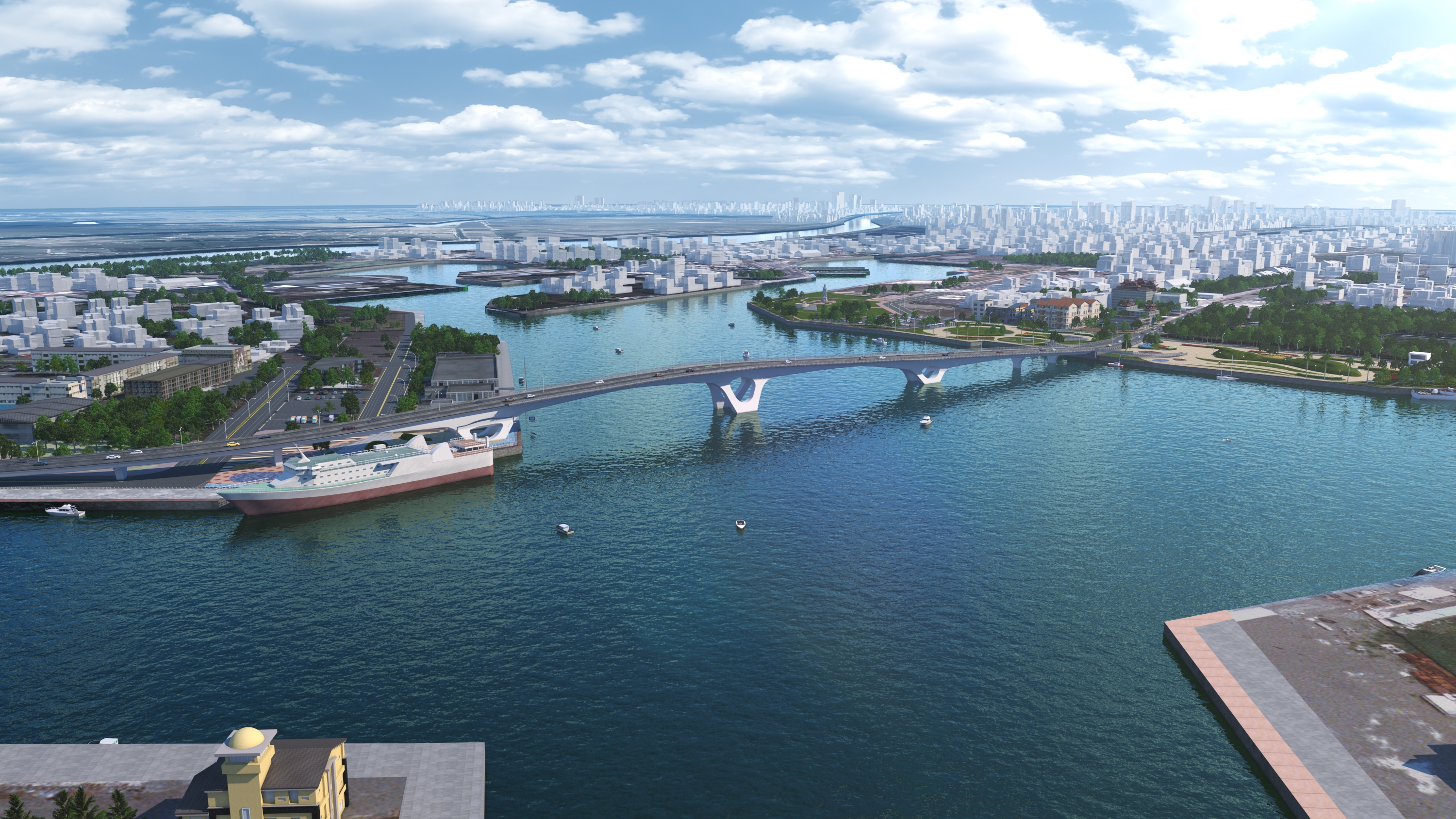 总预算23.4亿元的安平渔港跨港大桥即将开工，目标2028年完工。图／台南市政府提供