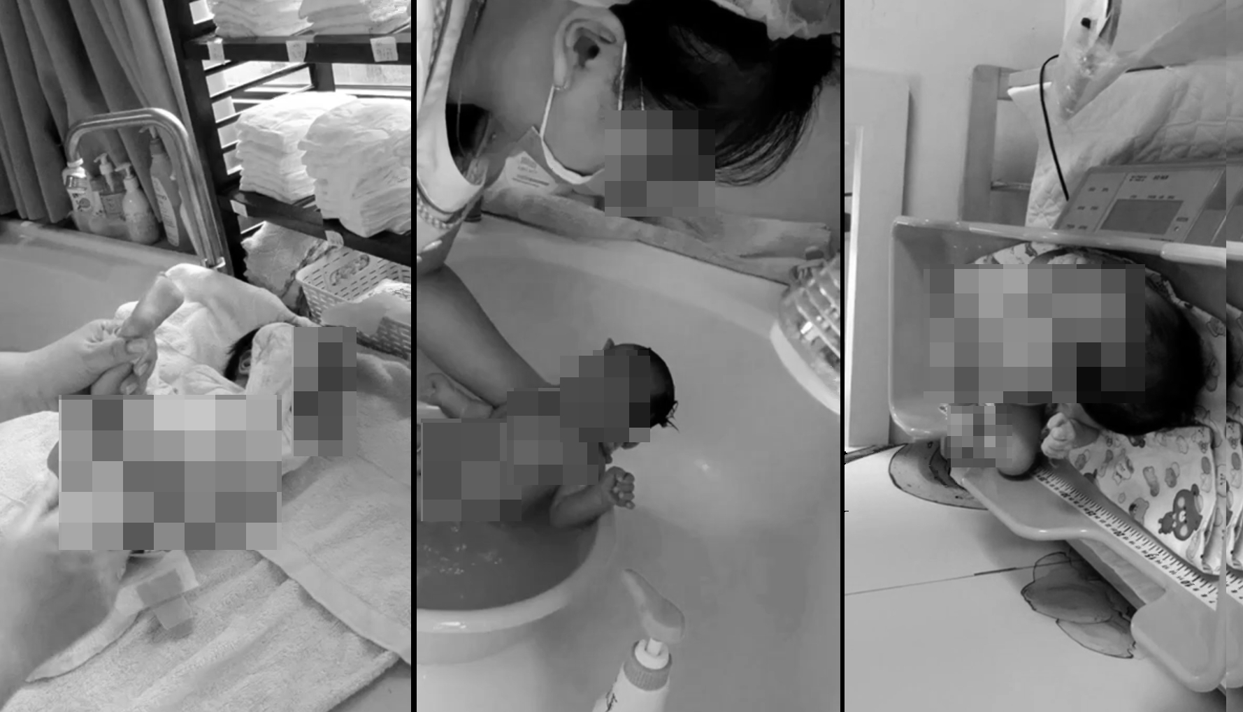 高雄市某家月子中心小夜班婴儿照顾员爆料，去年七月她被学姊指使协助拍摄女婴沐浴、换尿布影片，学姐把影片传给男性友人。图／记者爆料网提供