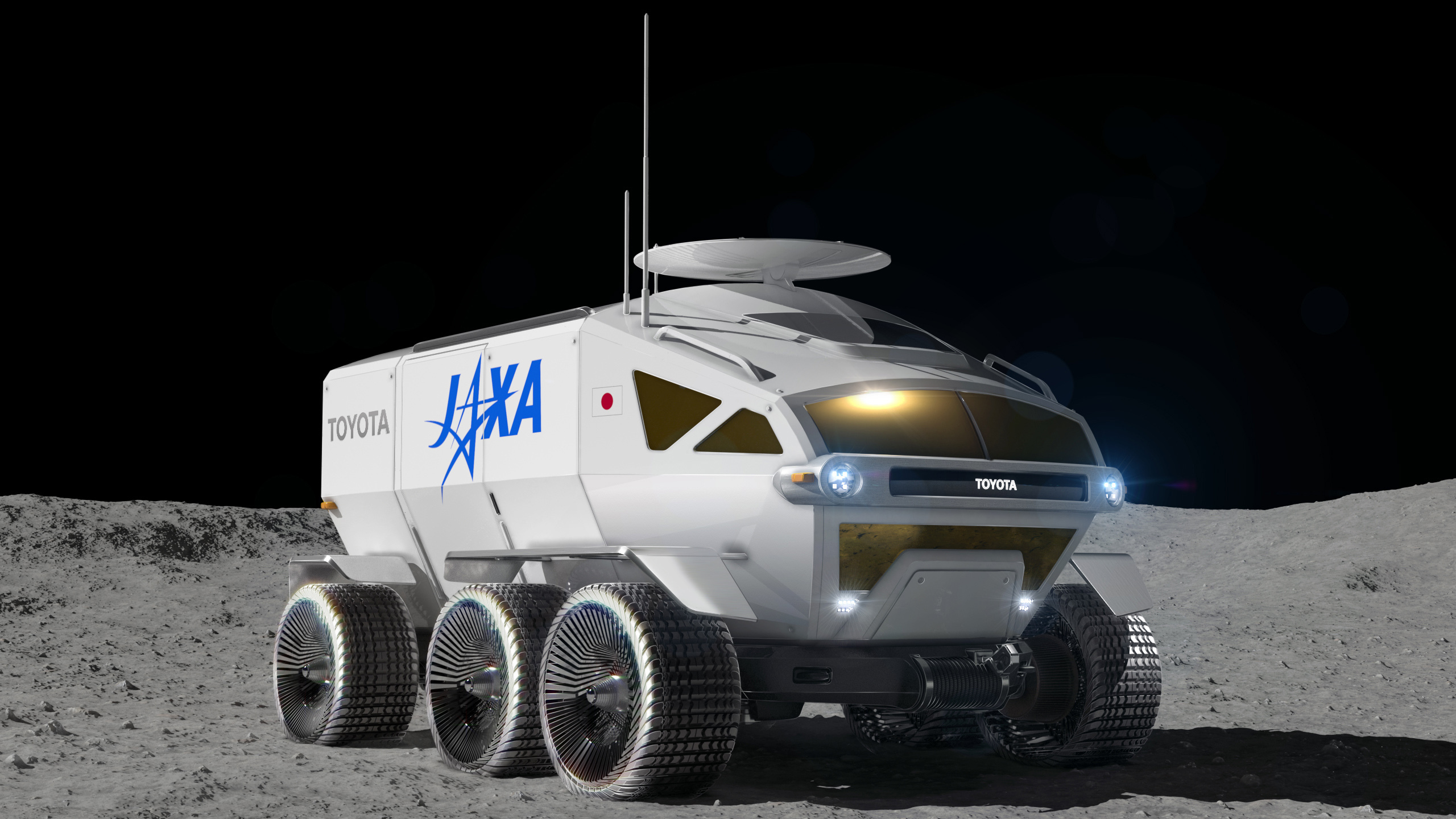 日本丰田与日本宇宙航空研究开发机构联合开发的月球表面探测车辆，能让太空人不著太空衣在内生活30天。美联社
