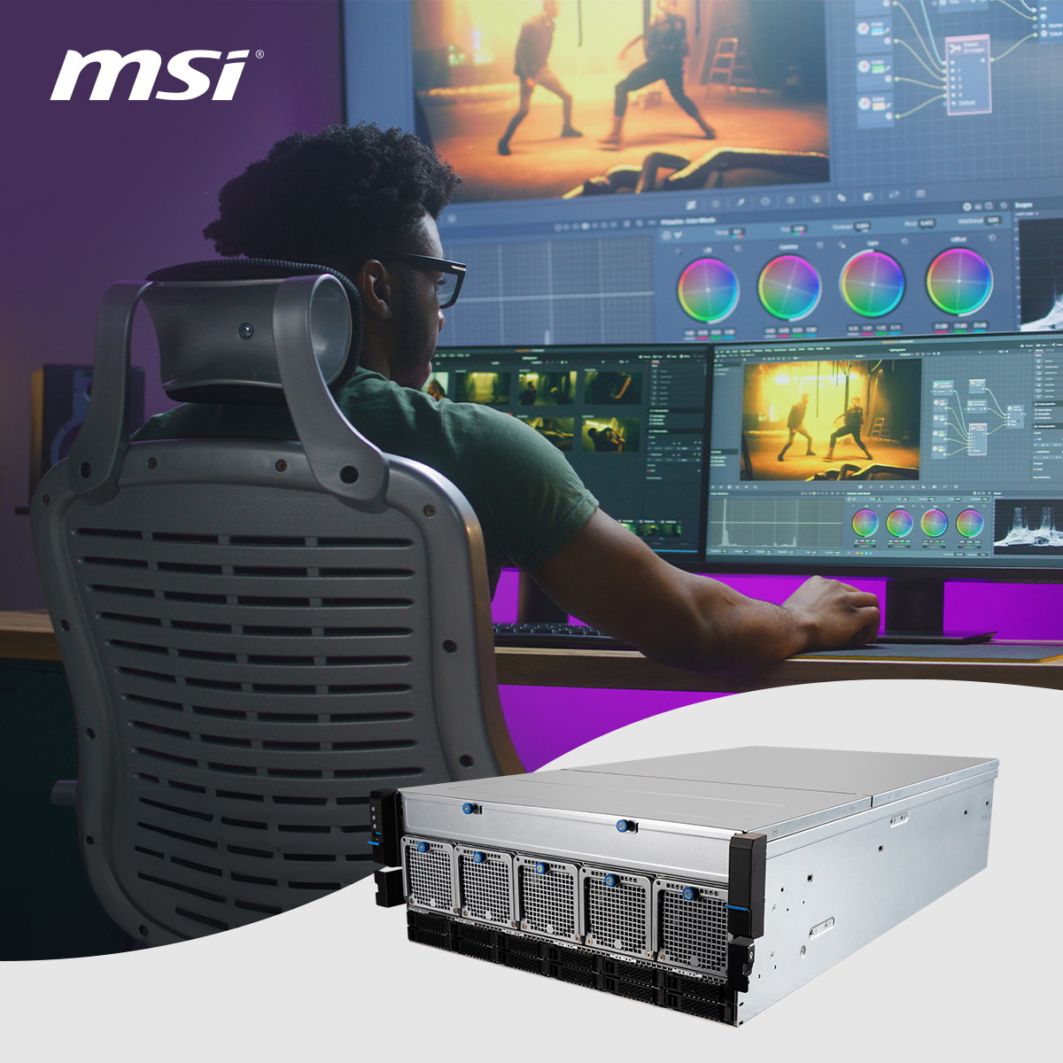 MSI微星于2024 NAB Show展示适用于媒体及娱乐产业的GPU伺服器。微星／提供