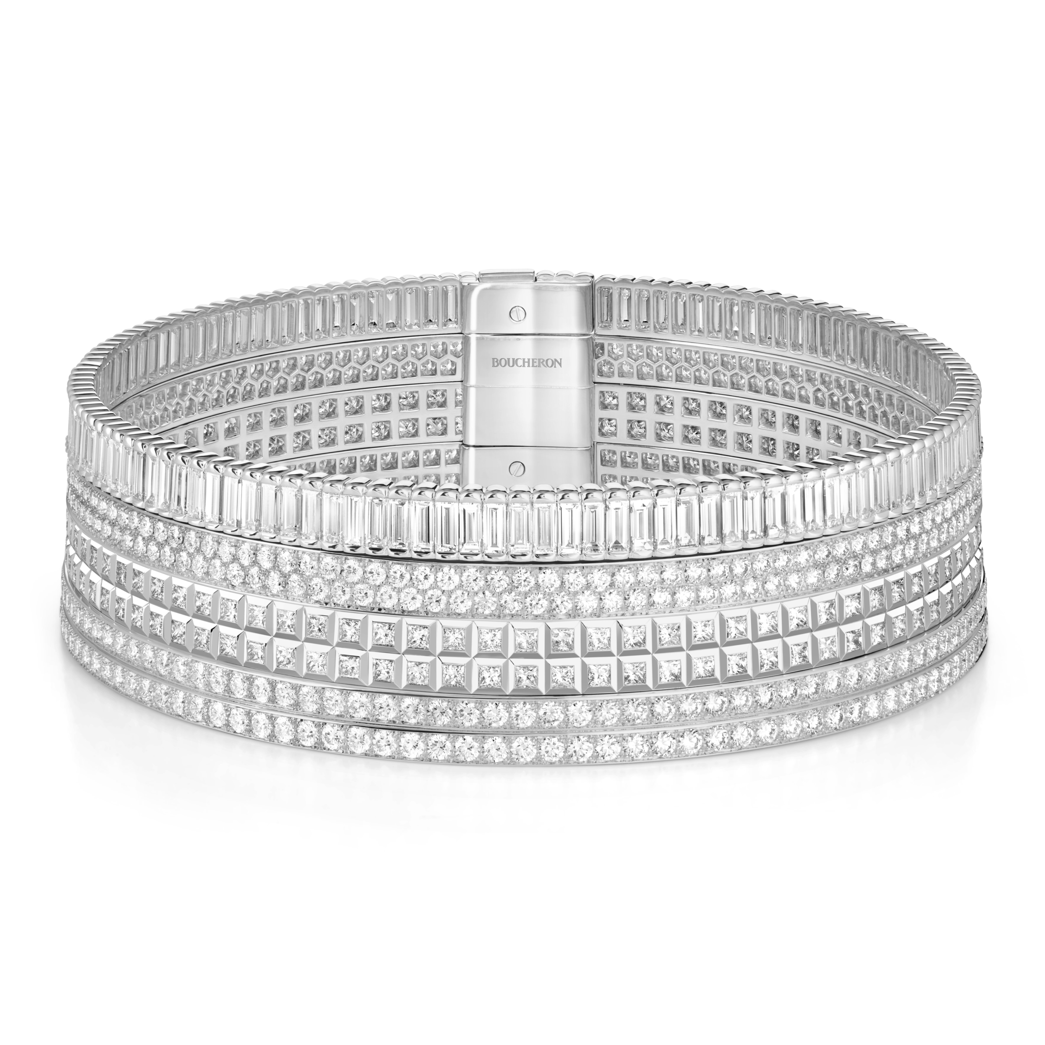 宝诗龙（Boucheron）高级珠宝系列Quatre Radiant颈链，白金、镶嵌钻石，3,235万元，图／Boucheron提供