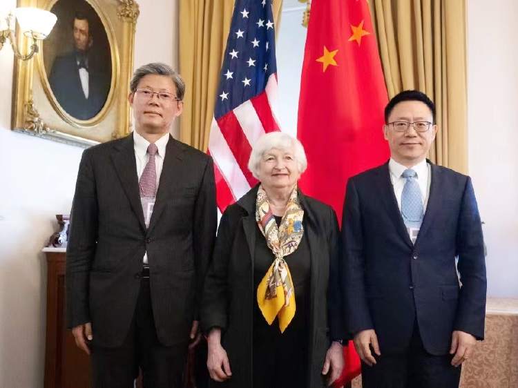 在中美经济工作组举行第四次会议后，美国财政部长叶伦会见中方代表团一行。 （图／取自大陆财政部网站）