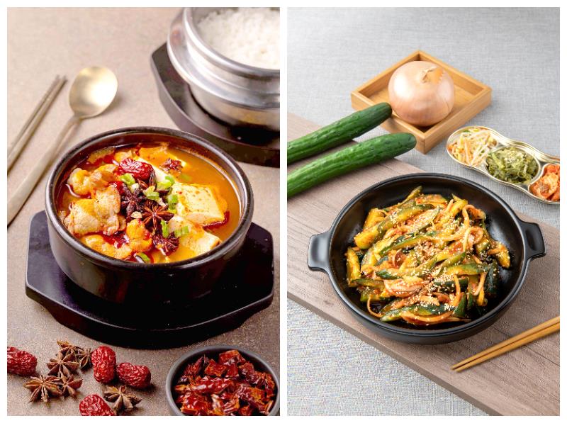 江陵阿嬷提供有4种口味的豆腐锅，还有多种小菜。图／江陵阿嬷提供