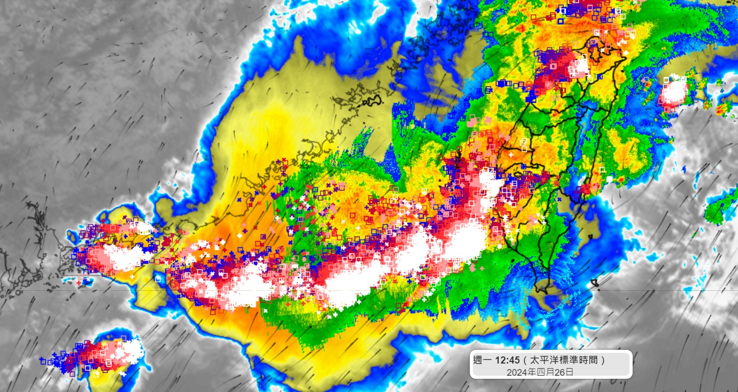 雷雨胞持续移入，南部要提高警觉。图／取自「气象达人彭启明」脸书粉专