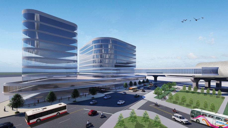 新北溪北转运站预计2030年完工启用，此为模拟图。图／新北市交通局提供