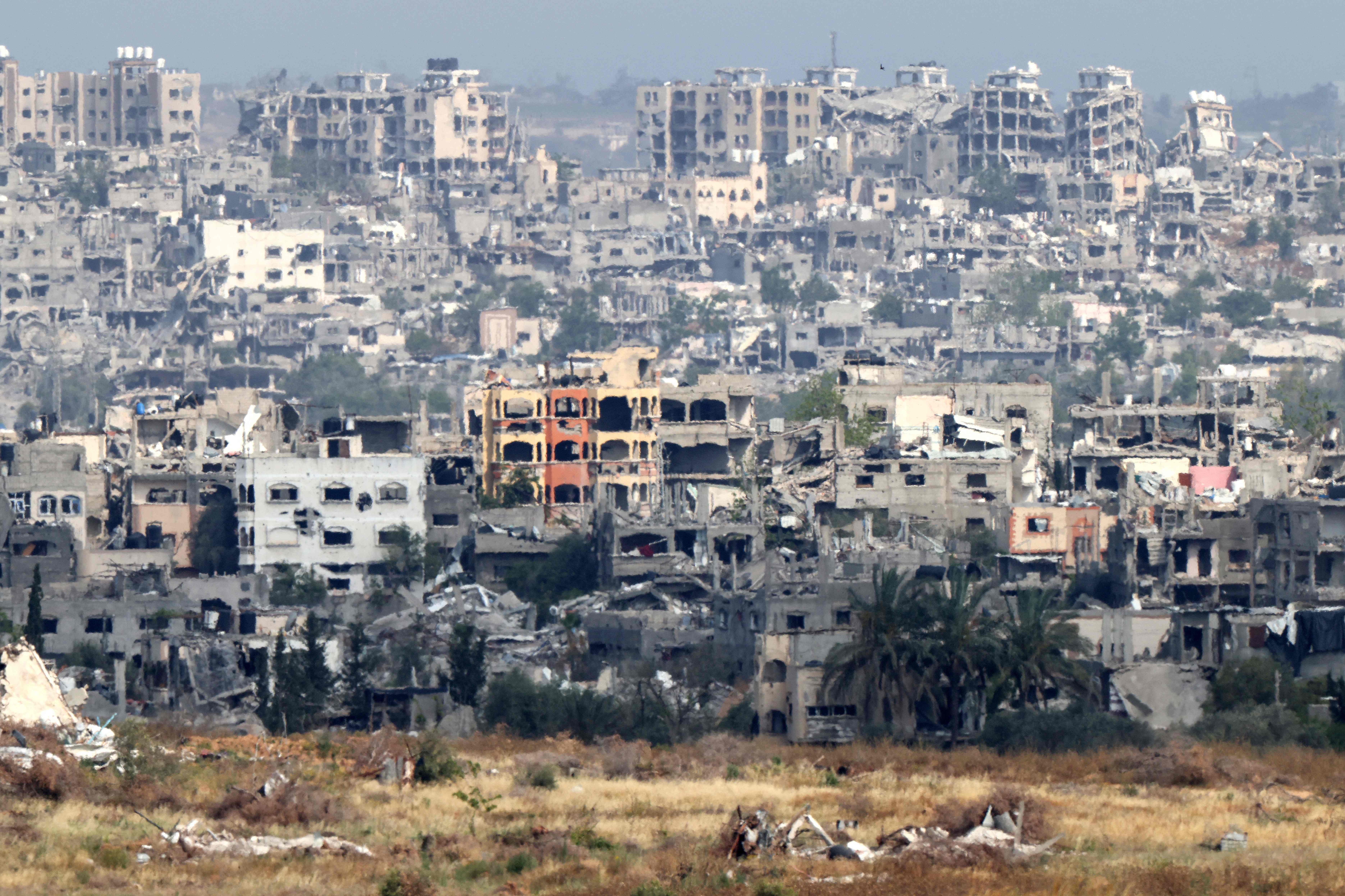 以色列边界附近的加萨地区，建物几遭以军破坏殆尽。法新社