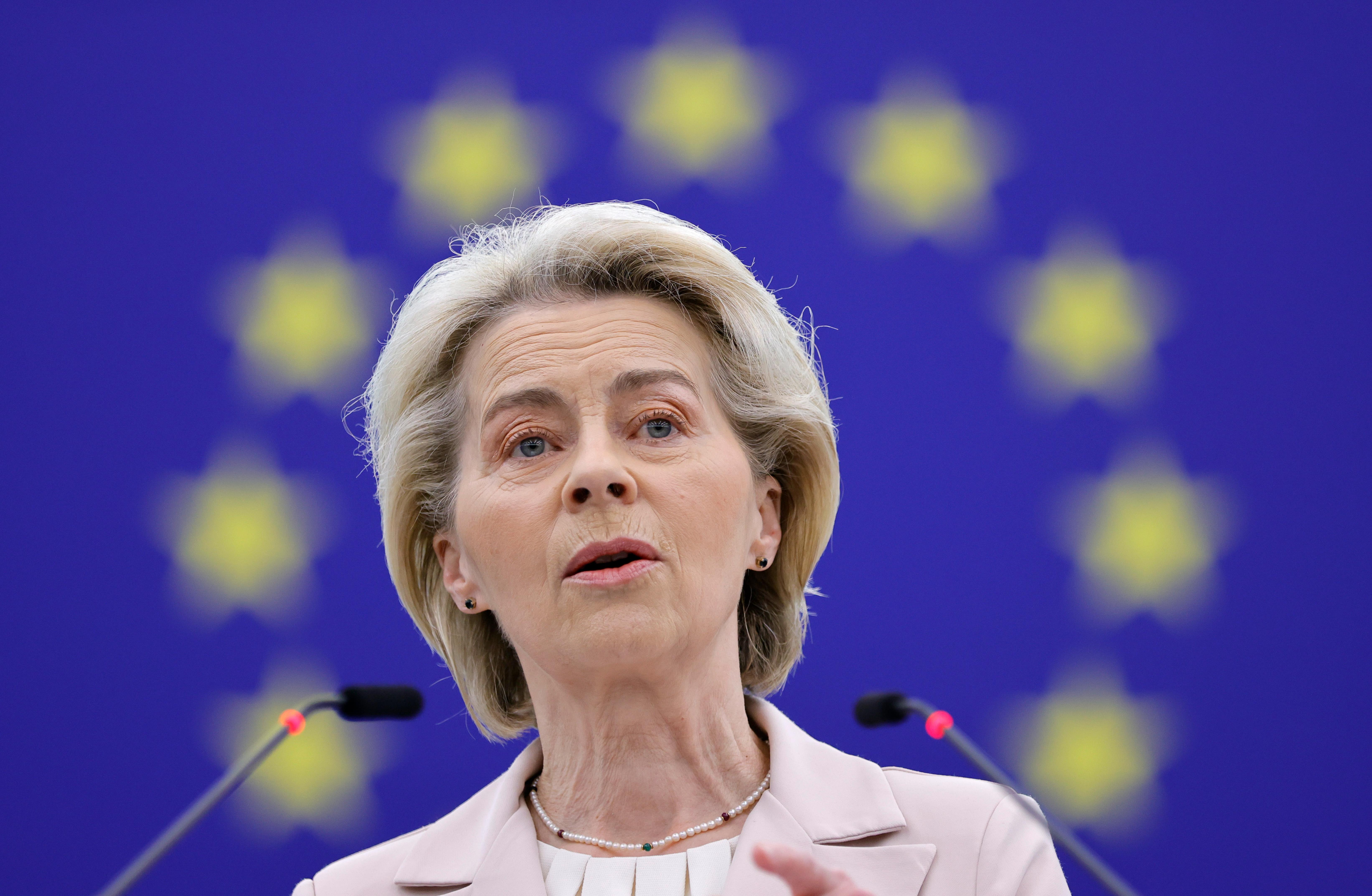 欧盟执委会主席范德赖恩表示，她将在与大陆国家主席习近平的会谈中，要求与中国「公平」竞争。（欧新社）