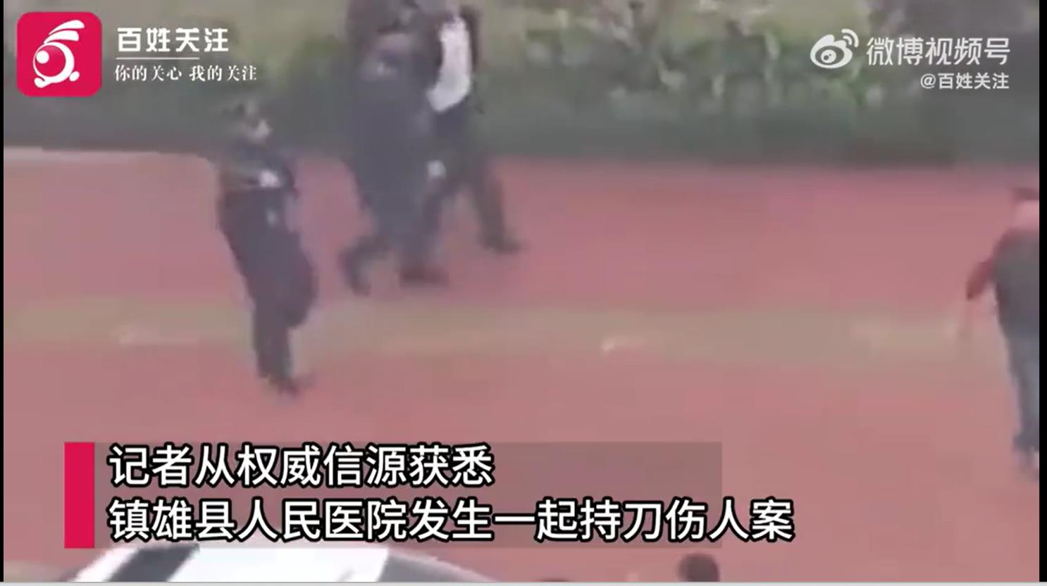 陆媒发布警方在当地一个康养小镇抓捕持刀砍人者的画面。（图／取自微博帐号《百姓关注》）