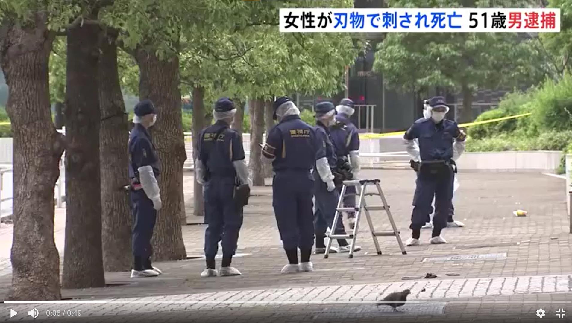 日本东京新宿区一名20多岁女子于当地时间8日凌晨遭到51岁男子持刀刺杀身亡。取自TBS
