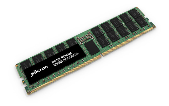 美光 128GB DDR5 RDIMM适用于各种先进伺服器平台，满足AI资料中心严苛需求。图/美光提供