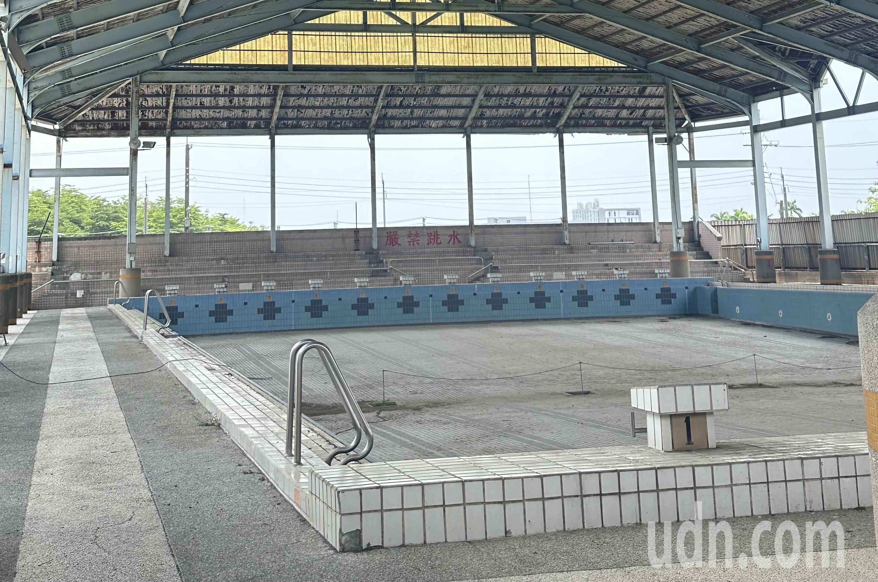 台南仁德游泳池闲置10多年，争取中央1.3亿元修缮活化，可望成为全市第一座符合全国赛事的场地。记者周宗祯／摄影