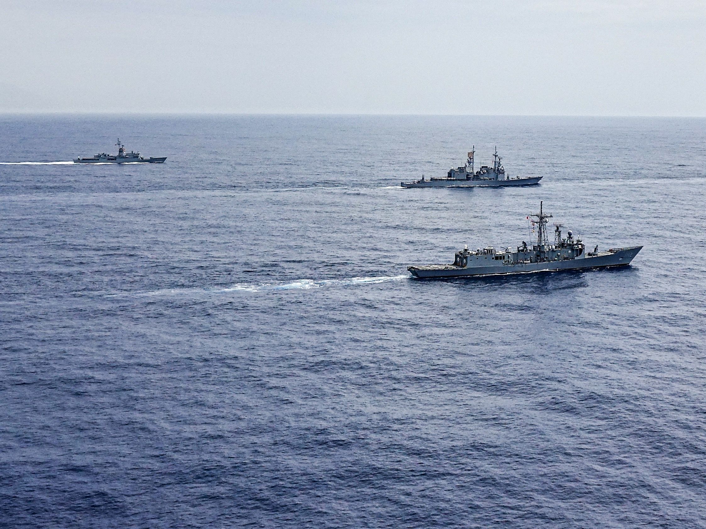 2019年汉光演习期间，海军各型舰艇组成操演支队。图／海军提供