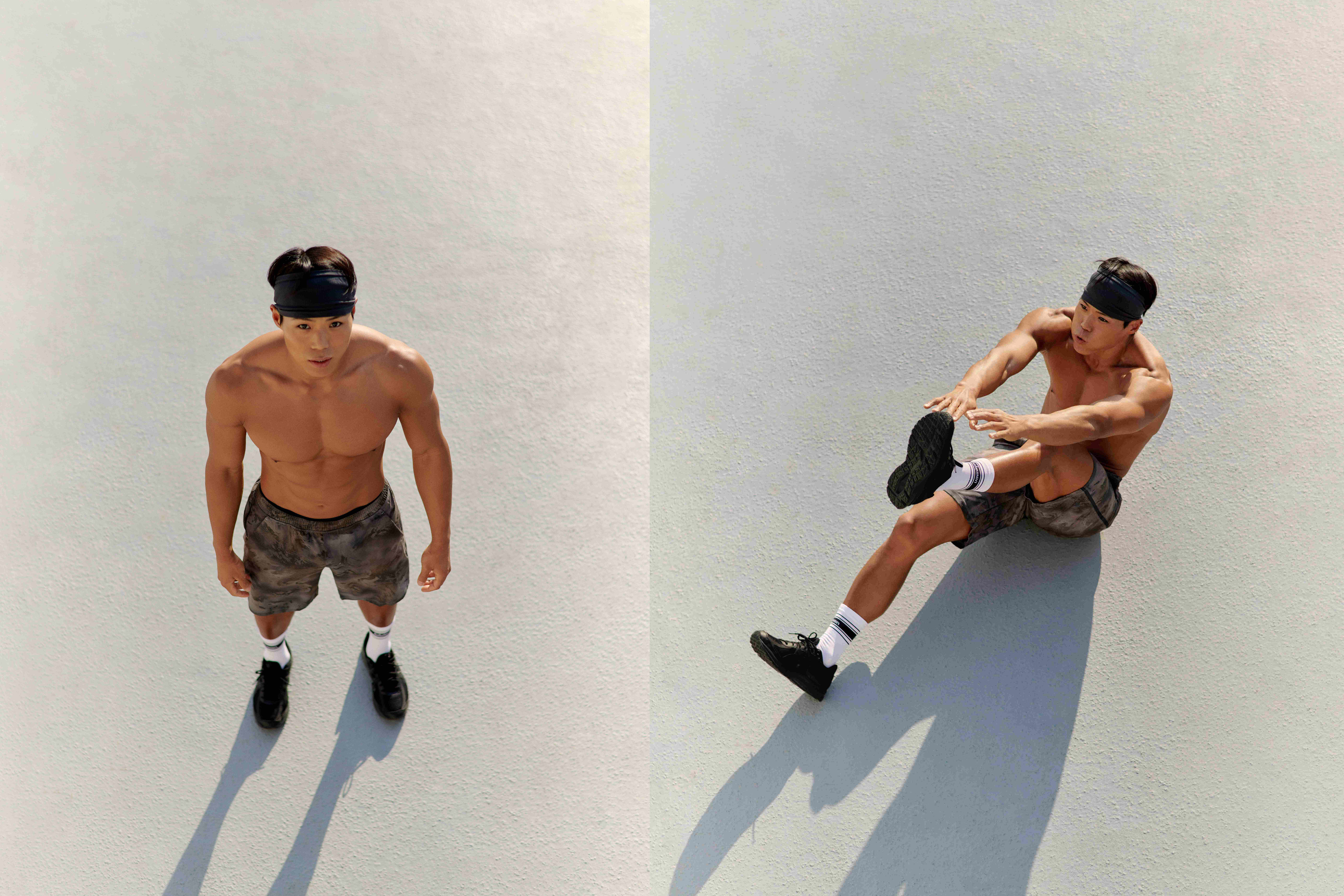 韩综「体能之巅：百人大挑战赛2」的冠军Amotti阿莫帝为lululemon运动短裤系列，拍摄形象广告。图／lululemon提供
