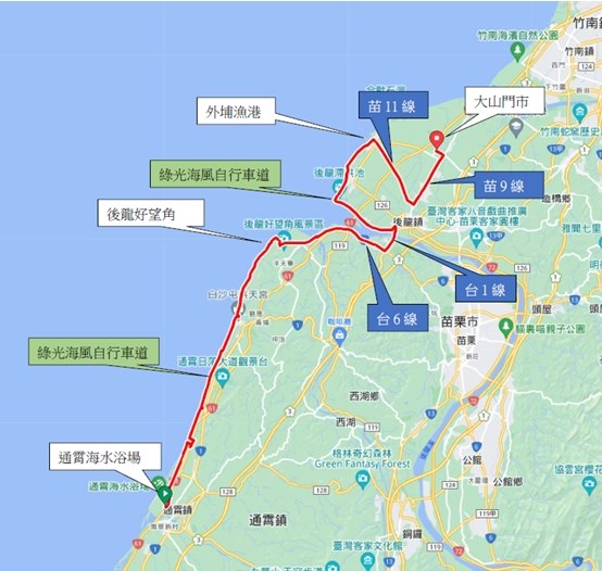 台湾铁人协会6月30日办「苗栗魅力海岸线」绿光海风单车骑旅自行车活动，上午7点至下午2点30分，台1线纵贯公路及台6线公路部分路段外侧车道将实施交通管制。图／公路局提供