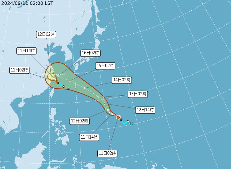 颱風貝碧佳預估路徑。擷取自中央氣象署網站