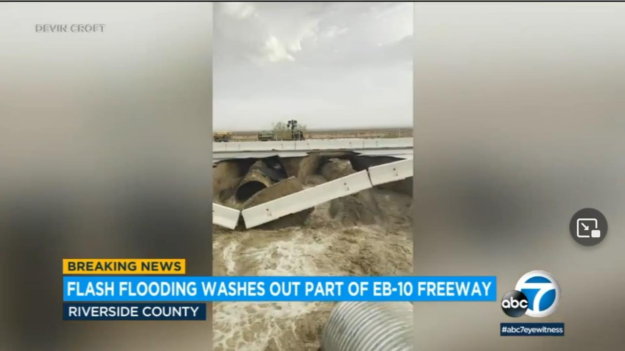 洪水沖毀10號高速路南加河濱路段嚴重影響交通 洛杉磯即時 洛杉磯 世界新聞網
