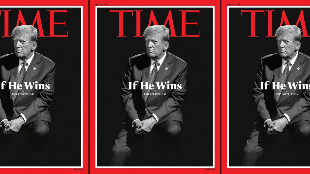 前总统川普接受「时代」杂志专访。(TIME)